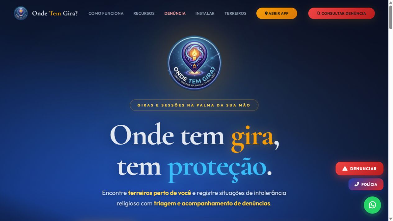 Captura do site Onde Tem Gira